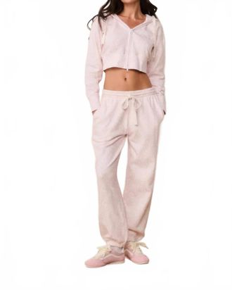LoveShackFancy Lillia Chantilly Bow Print Sweatpants In Pink