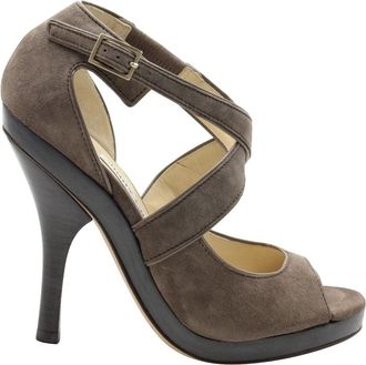Jimmy Choo London Criscross Sandals in Grey Suede