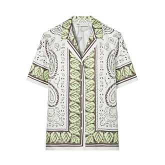 Tory Burch Tory Burch, Shirts, female, Multicolor, Size: XL Cockatoo Print Camp Shirt