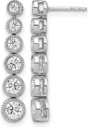 Diamond2Deal 14k Gold 1 ct Lab Grown Diamond Graduated Dangle Earrings VS Clarity, D-E Color