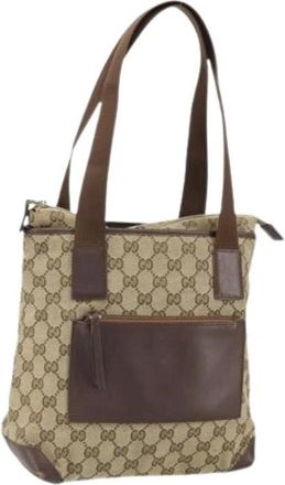 Gucci Pre-owned Tote Bags, female, Beige, Size: ONE SIZE Pre-owned Canvas Tote Bag