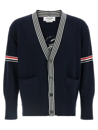 Thom Browne Blue Cotton Mens Cardigan
