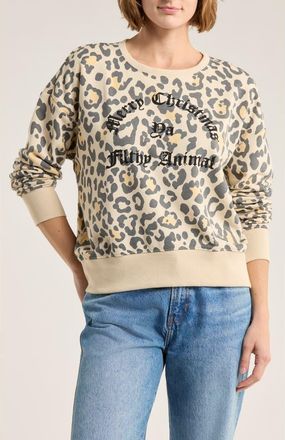 Lucky Brand Holiday Graphic Sweatshirt in Leopard Print at Nordstrom Rack, Size X-Small