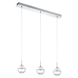 Loops Pendant Light Colour Chrome Shade White Clear Glass Crystal Bulb LED 3x5W