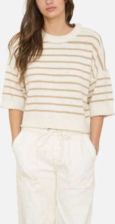 J.O.A. Stripe Cotton Blend Sweater in Khaki at Nordstrom, Size Medium