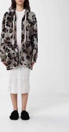 Laneus Cardigan in cotone animalier con cappuccio