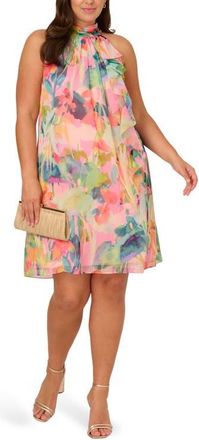 Adrianna Papell Print Sleeveless Shift Dress in Pink Multi at Nordstrom, Size 18W