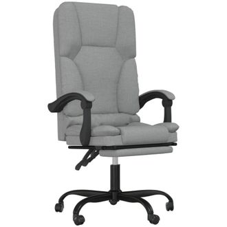 vidaXL vidaXL Sedia da Ufficio Massaggio Reclinabile Grigio chiaro in Tessuto