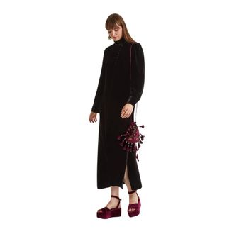 Maliparmi Maxi Dresses, female, Black, Size: XL Fluid Velvet Dress