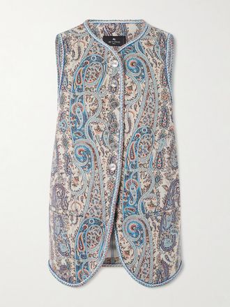 Etro Gilet In Misto Cotone Con Motivo Paisley Jacquard - Blu