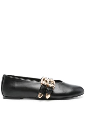 Stuart Weitzman double-buckle ballet flats - women - Rubber/Calf Leather/Calf Leather/Calf Leather - 36,5 - Black