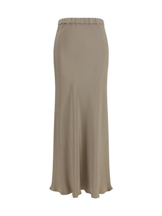 Max Mara Beige Solid Maxi Skirt