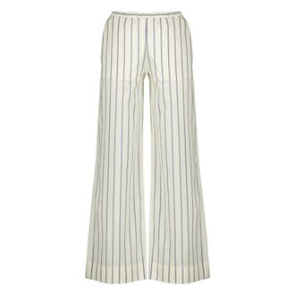 Moncler Wide Trousers, female, White, Size: XS Striped Wide Trousers
