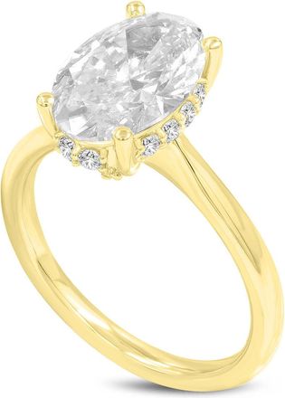LuvMyJewelry Hera 14K Gold Oval Cut Lab Grown Diamond Hidden Halo Ring - 3 Ct
