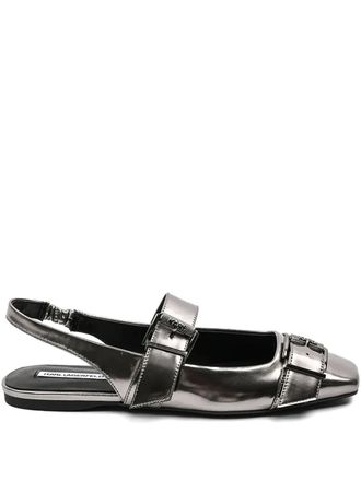 Karl Lagerfeld leather ballerina shoes - Silver