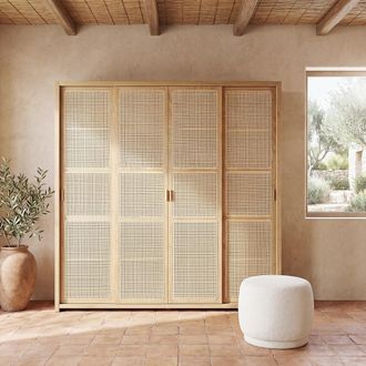 Maisons du monde Armario ropero de 4 puertas en rat&aacute;n 195 cm