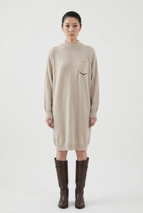 Brunello Cucinelli Light Beige Wool Sweater Dress, Size Medium