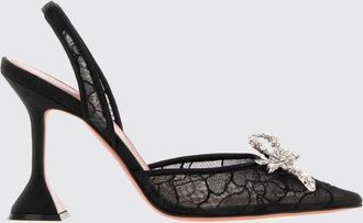 Amina Muaddi Slingback Rosie in nylon con ricamo floreale e fibbia gioiello
