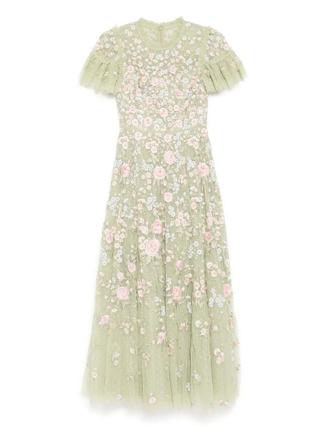needle and thread green dress Needle & Thread - Girls Green Embroidered Antoinettes Floral Dress