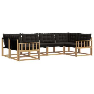 vidaXL Conjunto De Sof&aacute;s De Exterior Con Coj&iacute;n 6 Pcs Blanco Y Negro Vidaxl