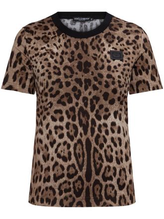 Dolce & Gabbana T-shirt met luipaardprint - Beige