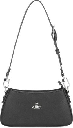 Vivienne Westwood Black Minimalist Removable Strap Emblem Shoulder Bag