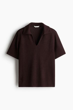 H&M Gestricktes Shirt mit Kragen - Dunkelbraun