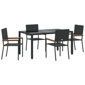 Berkfield Home 5 Piece Garden Dining Set Black Poly Rattan