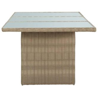 Berkfield Home Durable Garden Dining Table Brown 200x100x74 cm Glass & Poly Rattan | Size: 200 x 100 x 74 cm