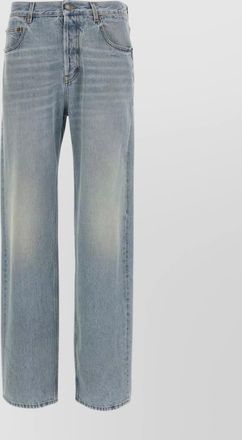Saint Laurent stonewashed denim trousers with front and back pockets