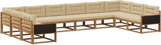 vidaXL Conjunto De Sof&aacute;s De Exterior 10 Uds. Natural Y Beige Vidaxl