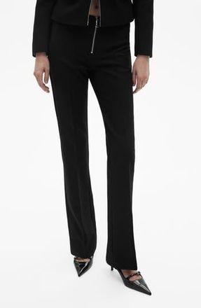 Mango Zip Front Stretch Flare Pants in Black at Nordstrom Rack, Size 10