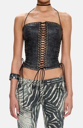 Jaded London Odile Faux Leather Lace-Up Corset in Black at Nordstrom, Size 12