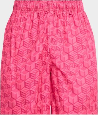 Purple Men & apos;s Lyocell Cube Logo Pull-On Shorts