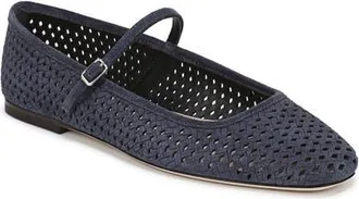 Veronica Beard Ellie Perforated Mary Jane Ballet Flat in Navy at Nordstrom, Size 5.5