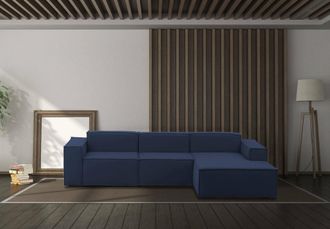 Talamo Italia Talamo Italia - Sof&aacute; Fijo Giovanna, Sof&aacute; Modular 3 Plazas Pen&iacute;nsula Derecha, 100% Made In Italy, Sof&aacute; Moderno En Tela, Cm 300x170h70, Azul, Con Embala