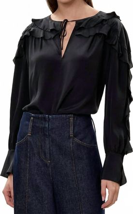 Rebecca Taylor Lillith Ruffle Blouse In Black