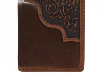 Tony Lama Mens Trifold Genuine Leather Wallet In Brown