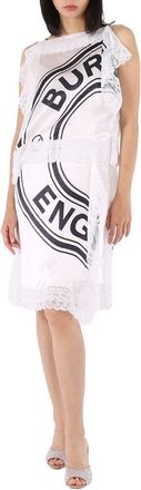 Burberry Ladies Lace-Detail Logo Silk Slip Midi-Dress, Brand Size 4 (US Size 2)