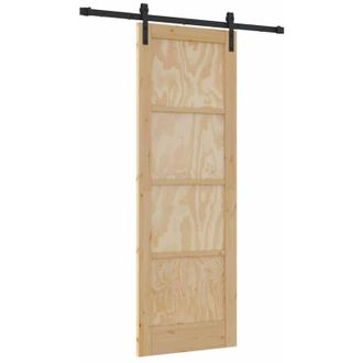 vidaXL Puerta Deslizante Manual Natural Y Negro 73.5 X 211 Cm Vidaxl