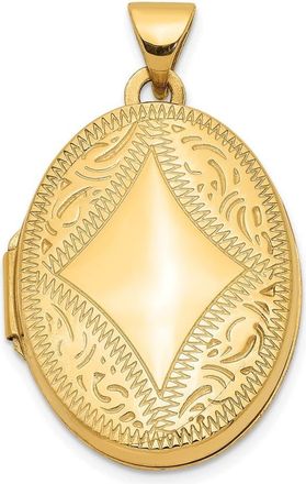 Diamond2Deal 14k Yellow Gold Diamond-shaped Design Oval Locket Pendant