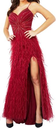 Jovani Long Fitted Column Evening Prom Dress In Burgundy