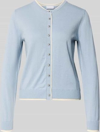 Jake*s Strickjacke aus Baumwoll-Kaschmir-Mix in Bleu, Gr&ouml;&szlig;e XXL