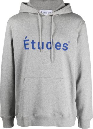Études Studio logo-print hoodie - men - Organic Cotton - M - Grey