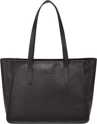 Longchamp Le Foulonn&eacute; Leather Shoulder Tote in Black at Nordstrom Rack