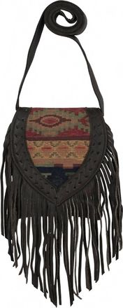 American West Fringed Cowgirl Crossbody Bag In Woven Tapestry