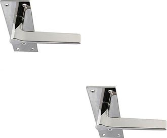 Loops 2x PAIR Flat Straight Handle on Slim Lock Backplate 150 x 50mm Polished Nickel