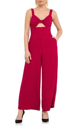 endless rose Plissé Cutout Wide Leg Jumpsuit in Violet at Nordstrom, Size X-Small