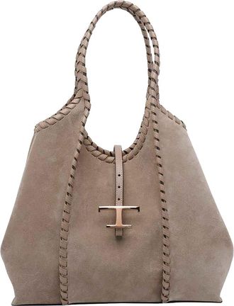 Tod's Medium Suede T Timeless Shopping Bag