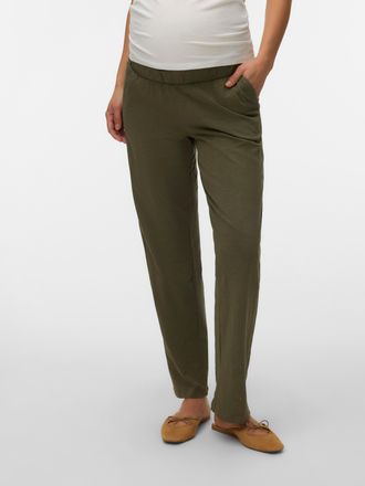 Mama Licious Schlupfhose MAMALICIOUS MLIVY JRS PANTS NOOS, Damen, Gr. XL (42), N-Gr, kalamata, Jersey, Obermaterial: 100% Baumwolle, unifarben, loose fit lang, Hos